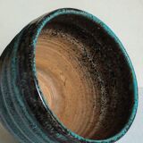 Ceramic planter with speckled enamel gadroons from the 1940s