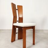 70's brutalist dining chairs in oak with bouclé fabric