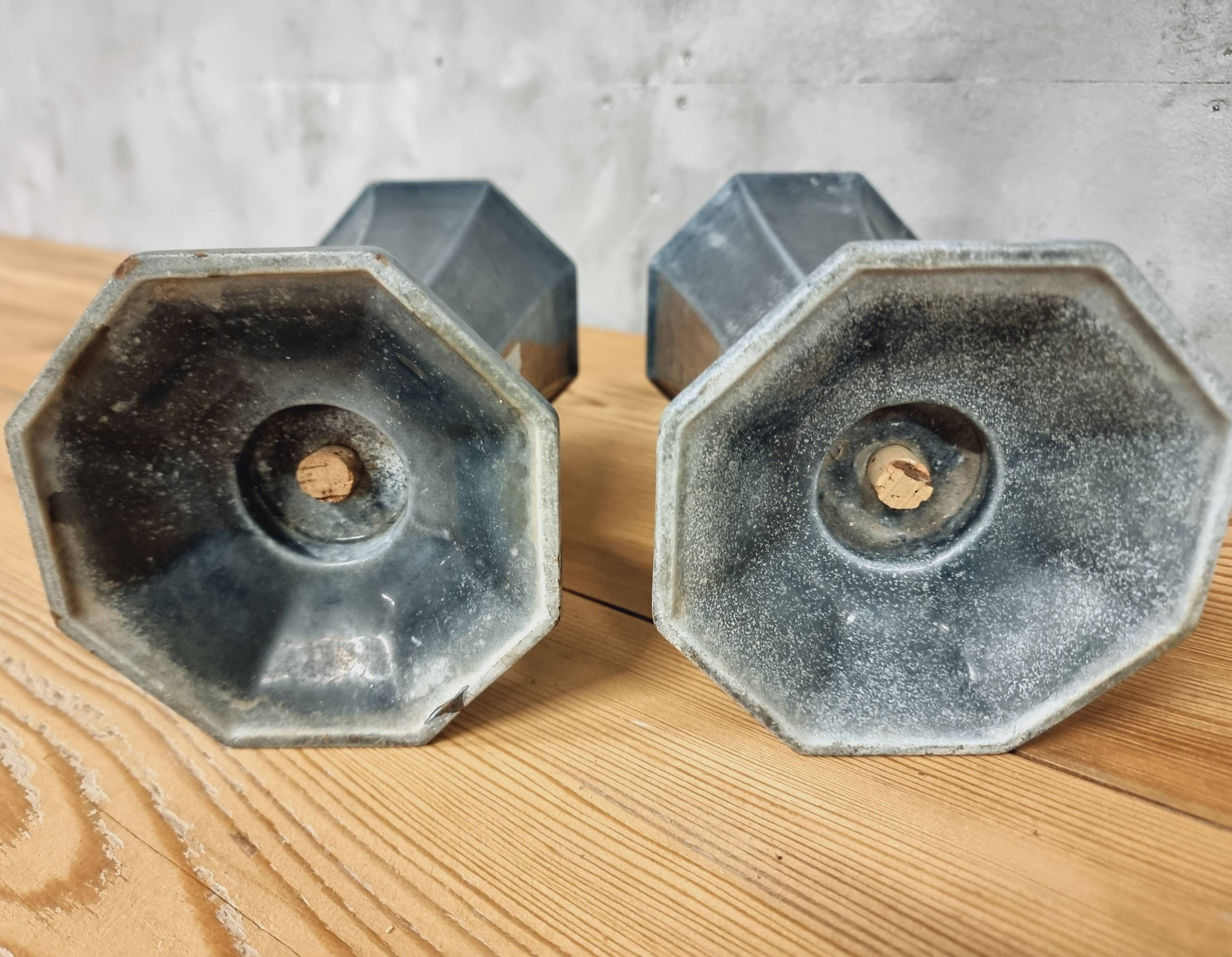 Antique French vases, enamelled cast iron garden vases