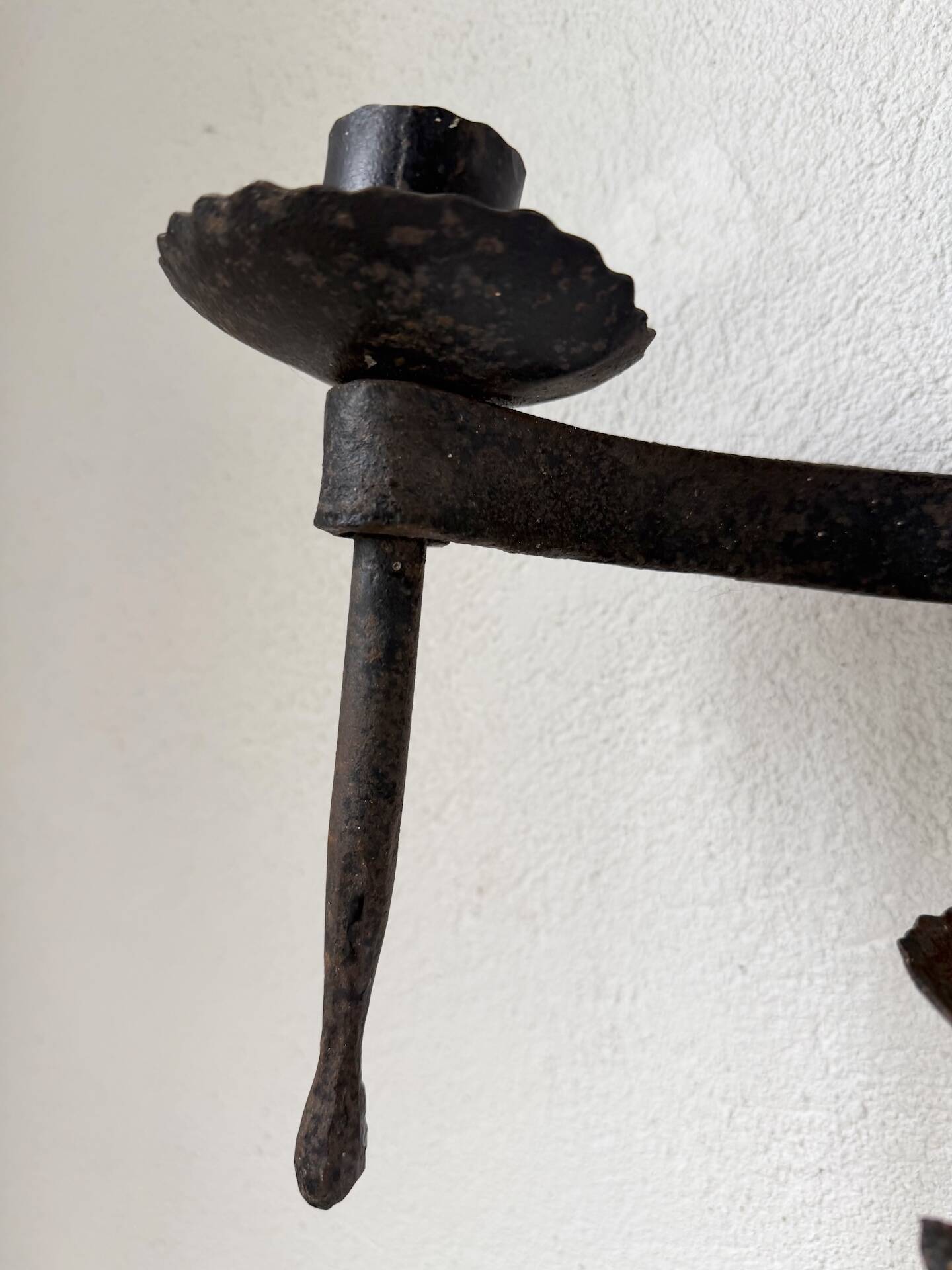 Wrought iron candle holders 1900 brutalist sconces
