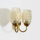 Graewe vintage wall applique double lights, amber bubble glasses. Year 50 60