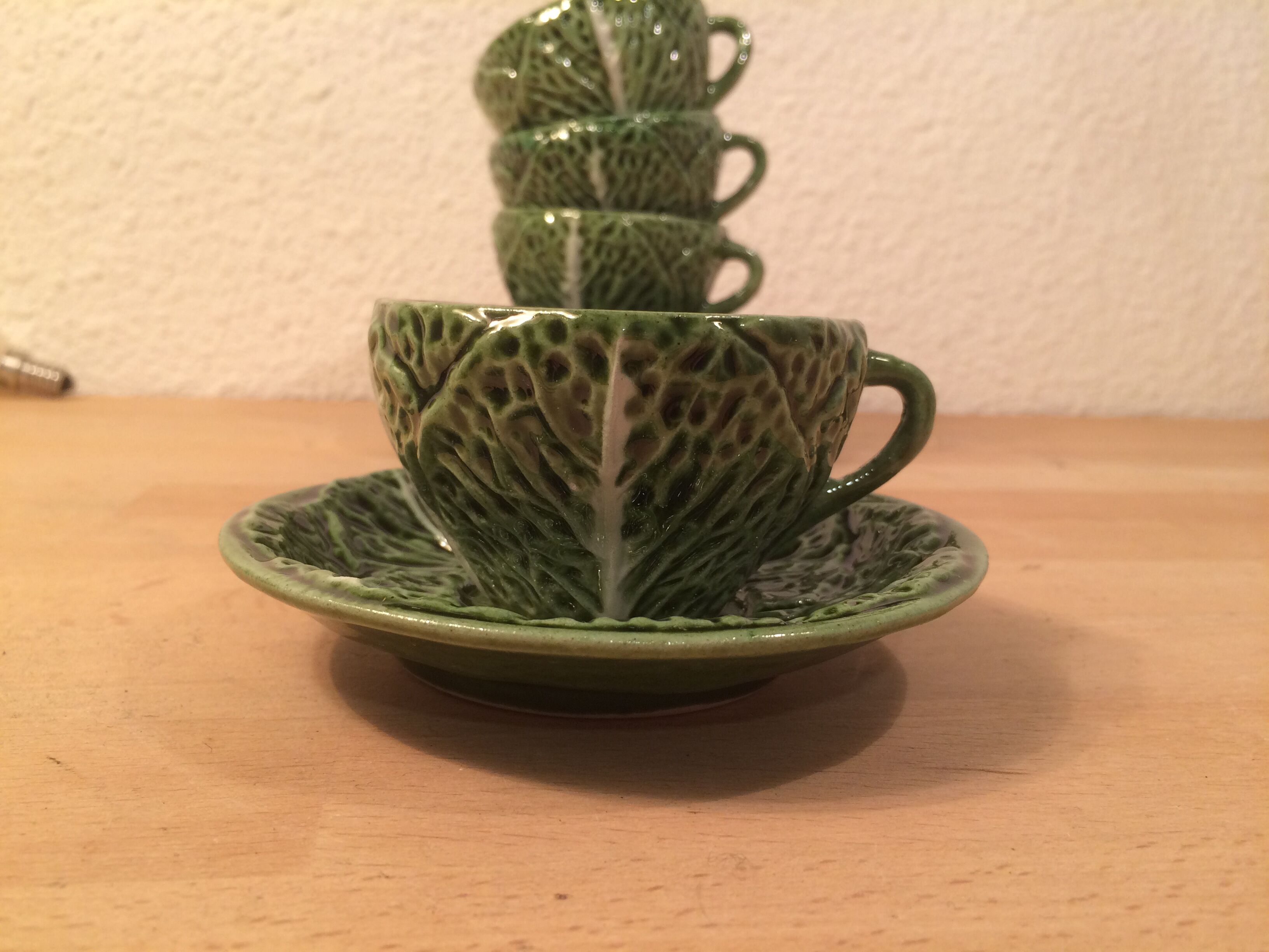 Ceramic cabbage tea set 4 cups teapot milk pot