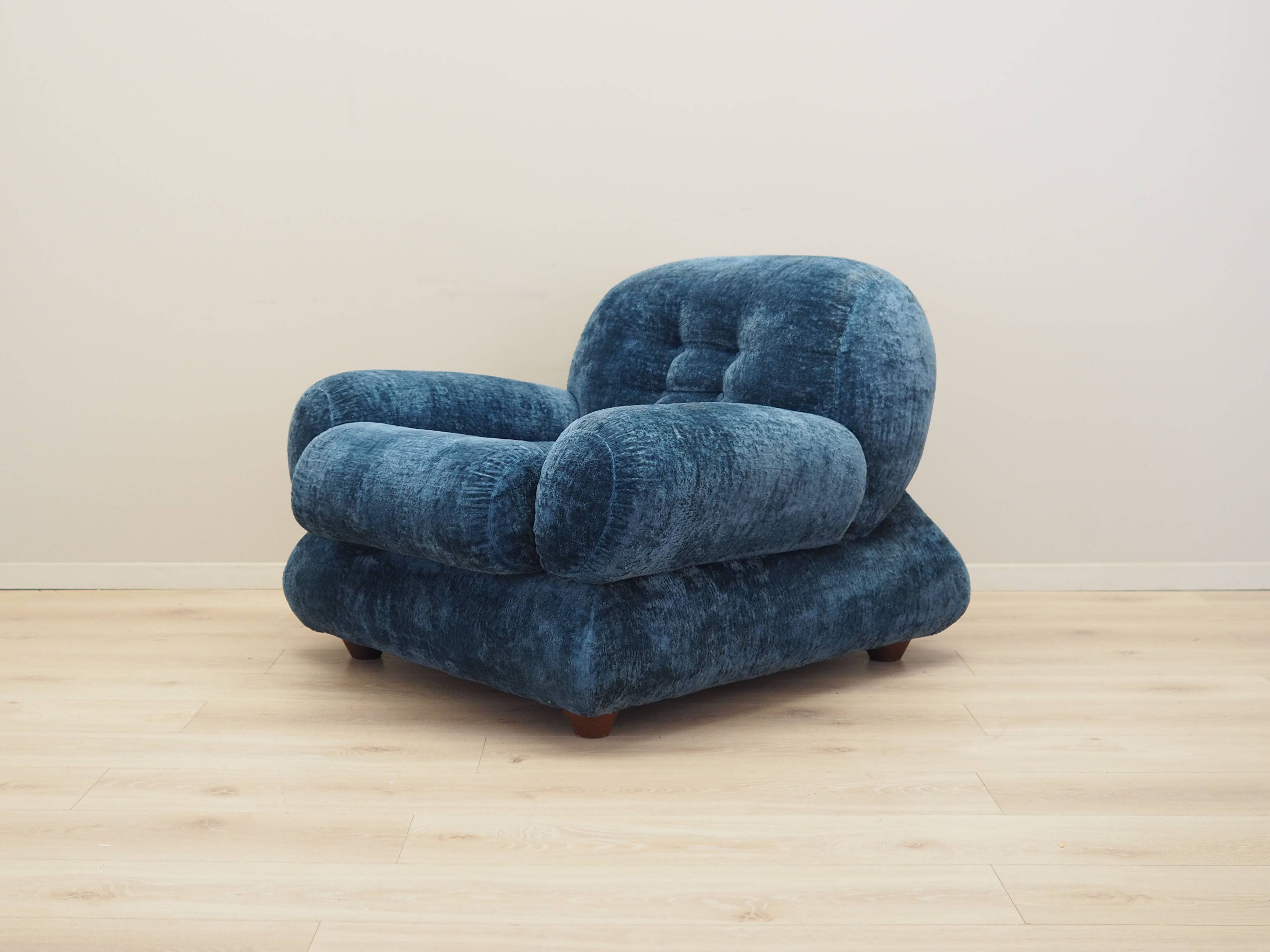 Blue armchair, Italian design, 1970s, production: Italy