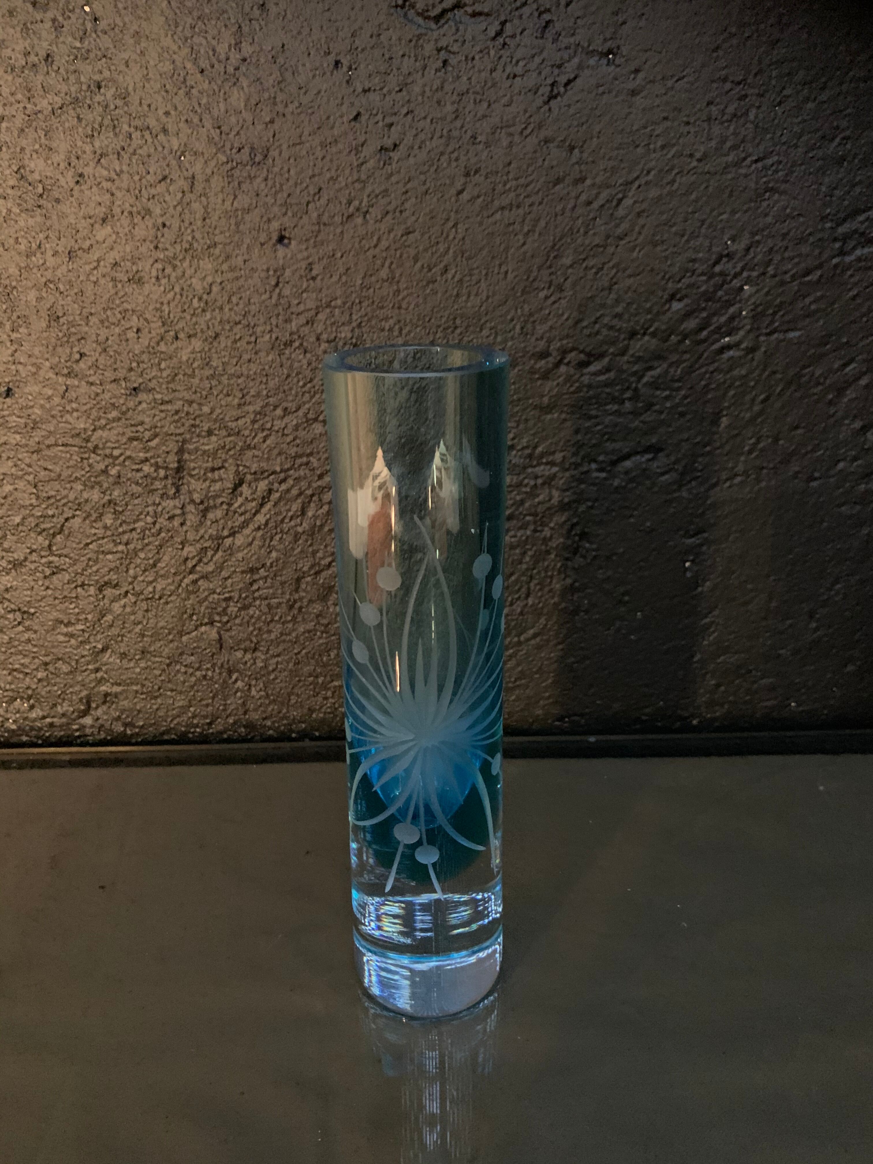 Soliflore, engraved glass vase 1960