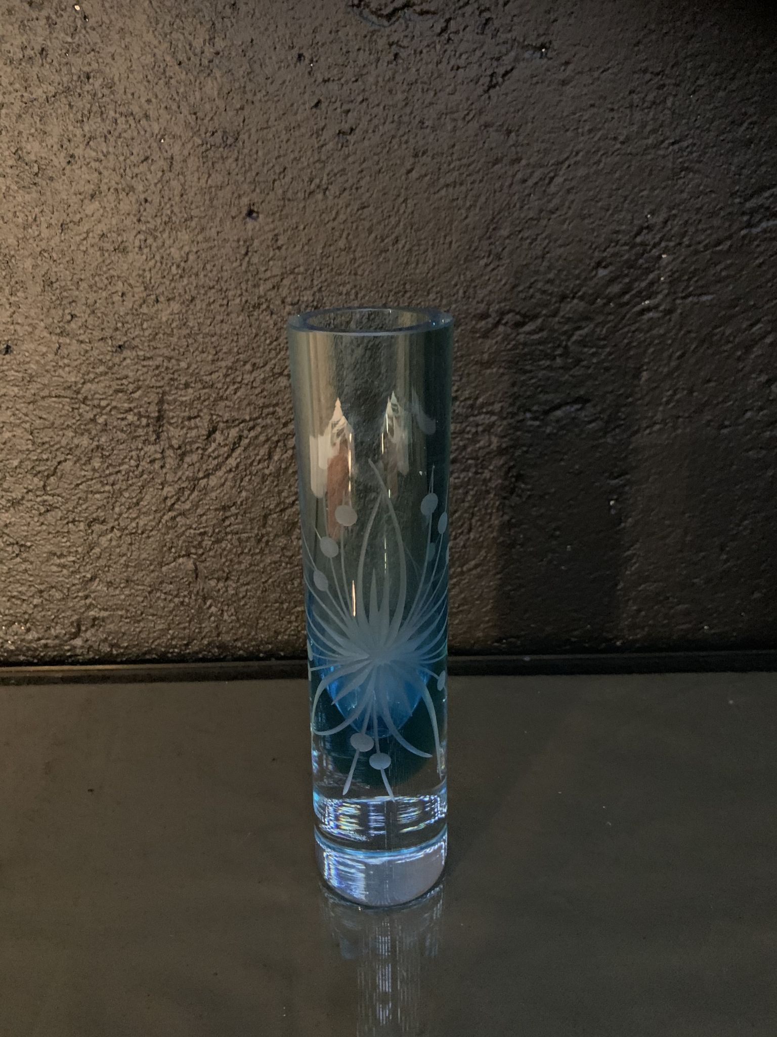 Soliflore, engraved glass vase 1960
