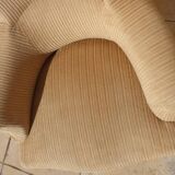 Old bergère upholstered in beige velvet – Firm back and seat