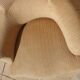 Old bergère upholstered in beige velvet – Firm back and seat