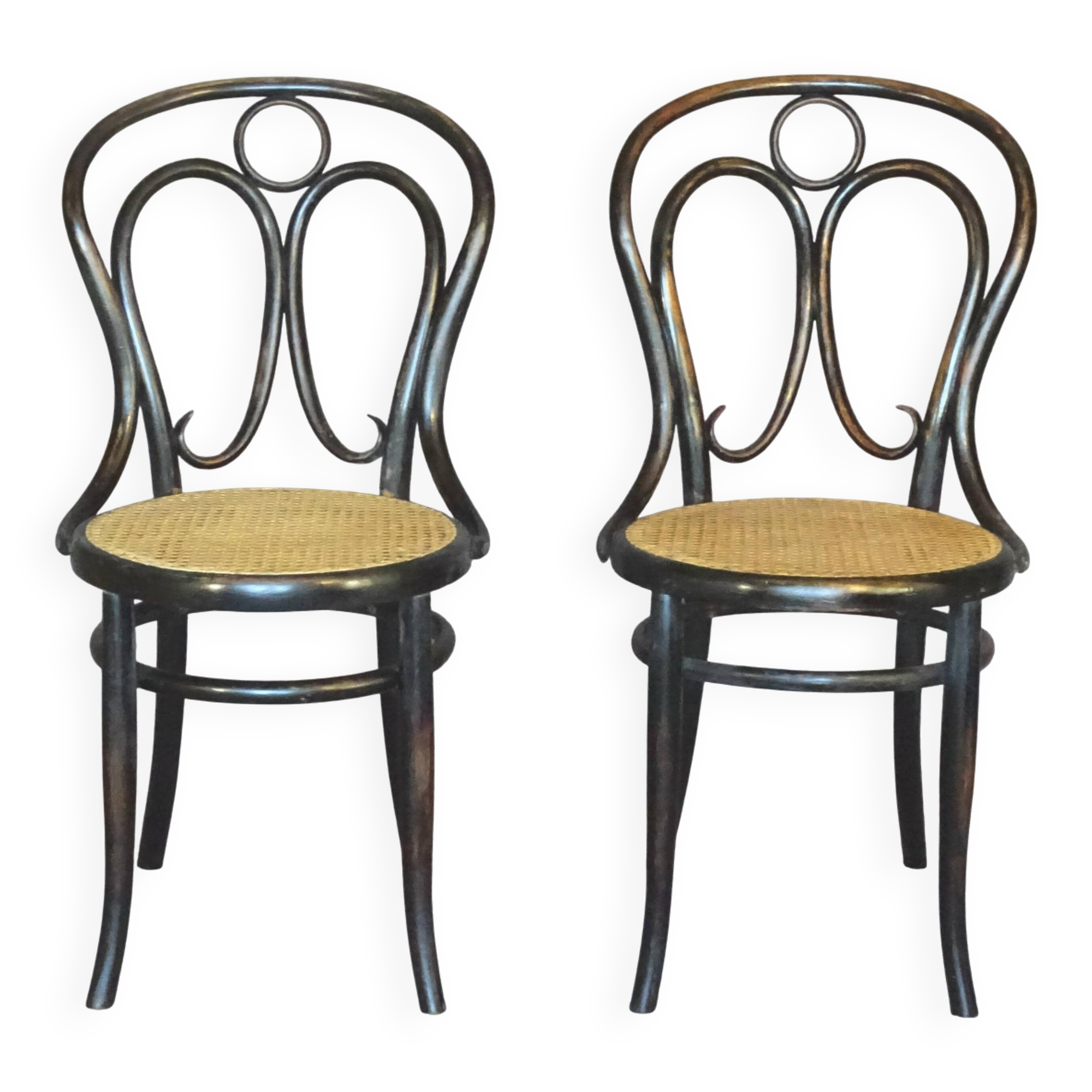 2 KOHN N°35 Art Nouveau bistro chairs -1875- recently hand-caned