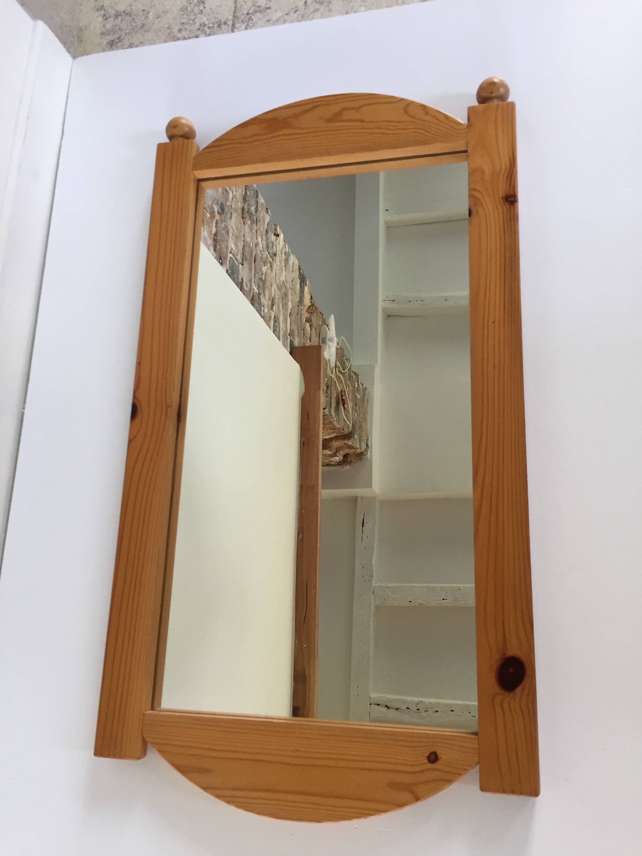 Miroir mural pin massif vintage