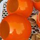 Set of 5 orange glass ball pendants from the 70s
