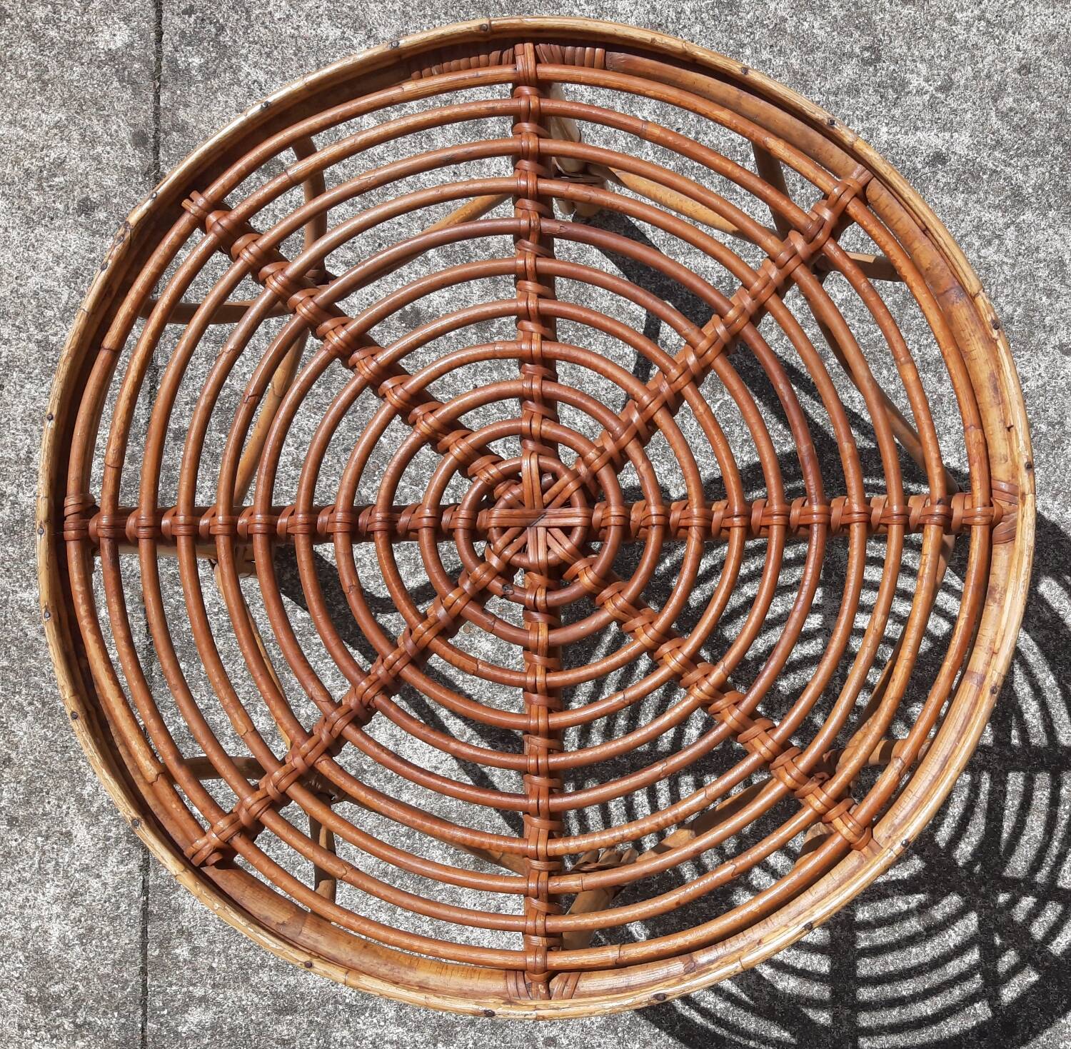 Rattan/bamboo coffee table (glass top)
