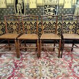 Ensemble table et 4 chaises en bois effet bambou