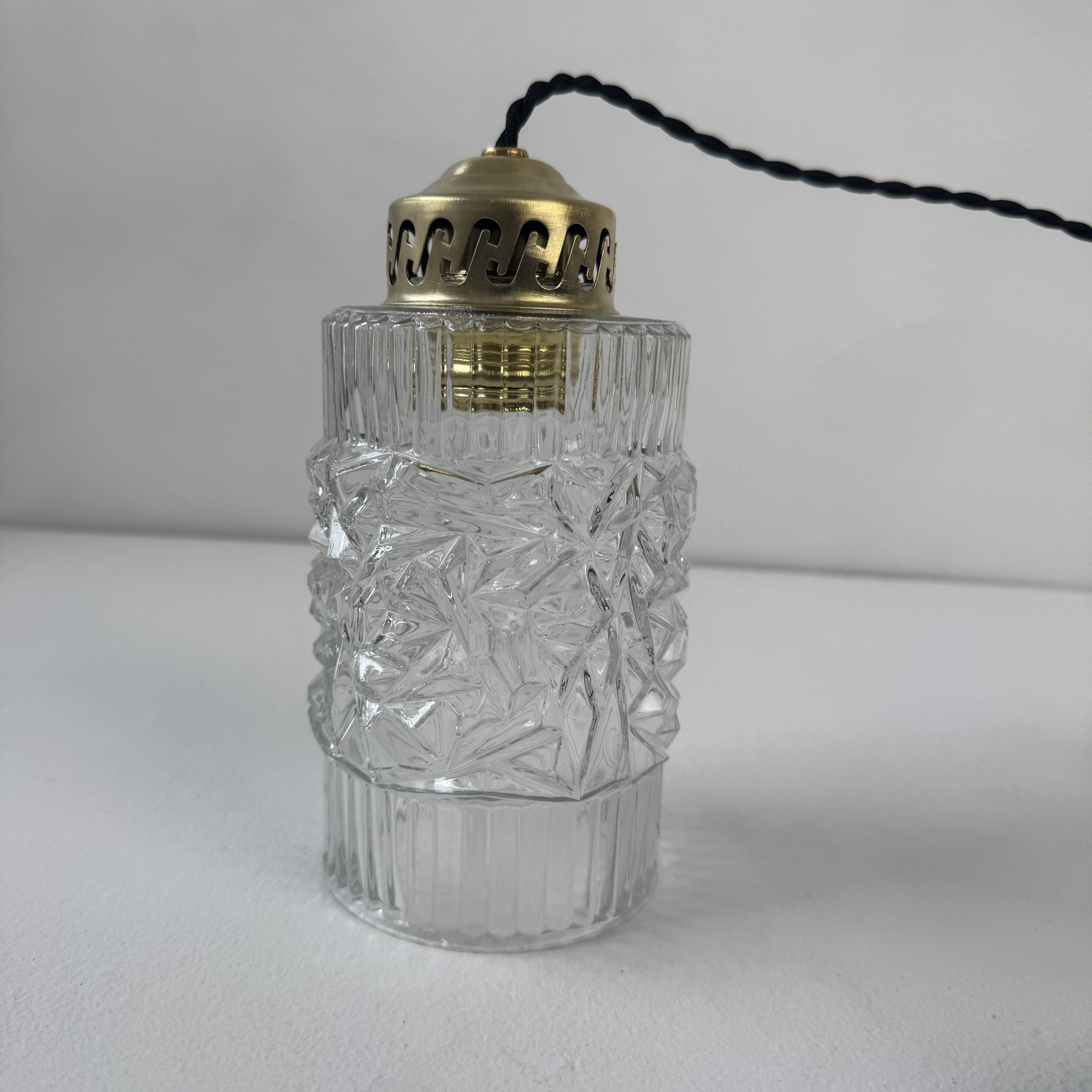 PAIR OF VINTAGE GLASS SUSPENSIONS