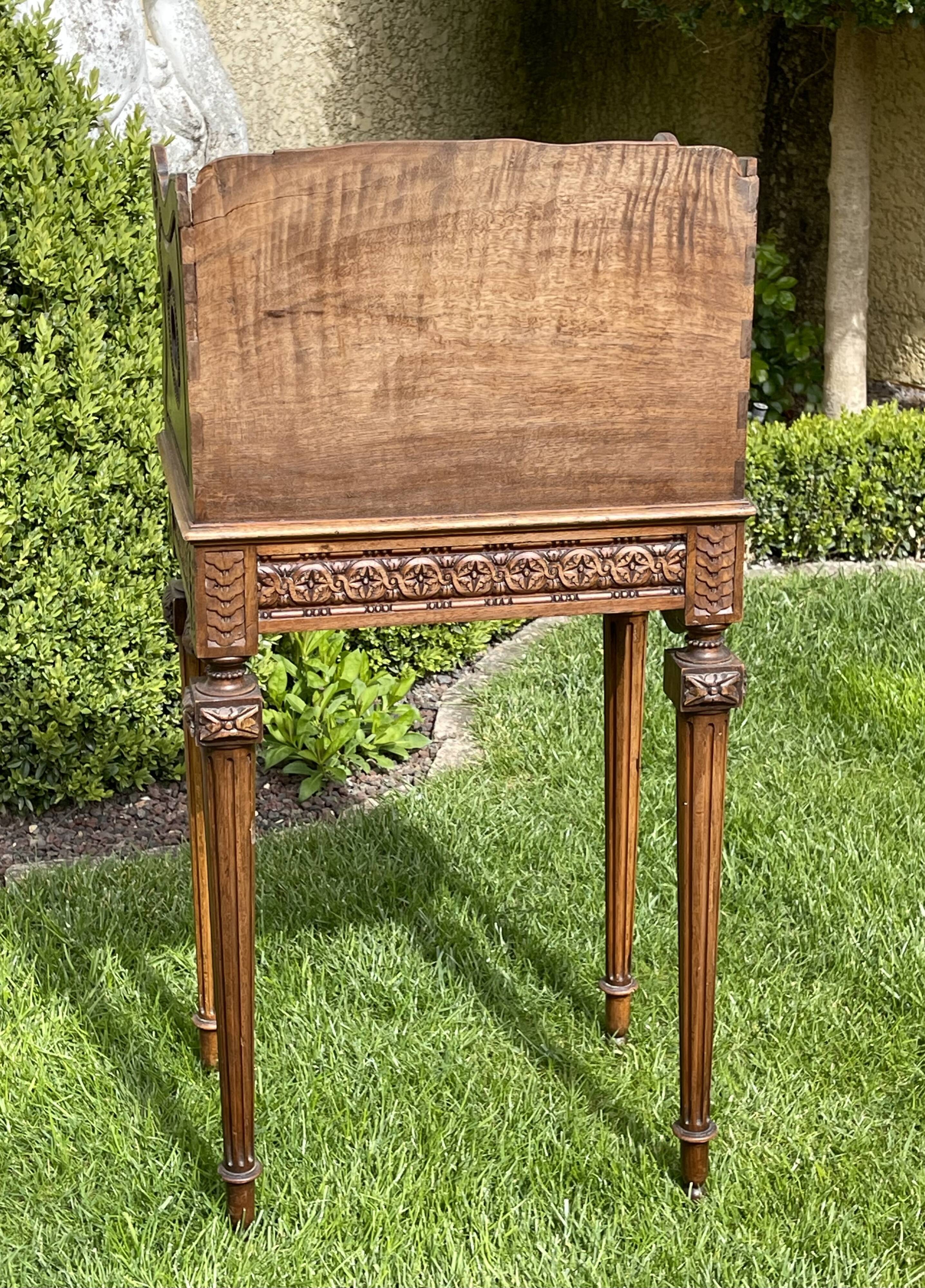 Louis XVI style walnut bedside table