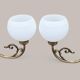 Pair of Napoleon III style brass and opaline wall lights