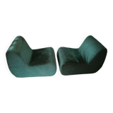 Pair of velvet low chairs circa 1970