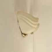 Pair of vintage wall lights in brass and frosted glass, Italy, 1970.