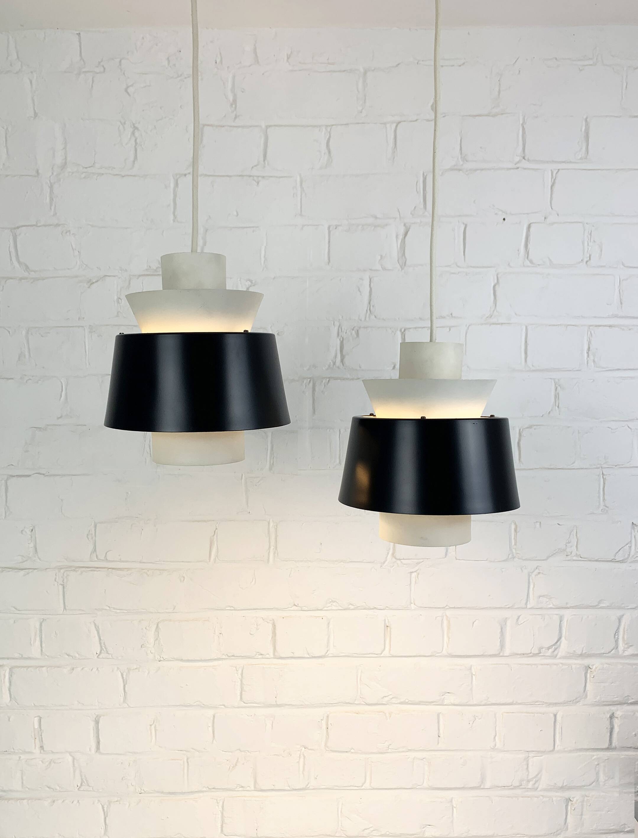 Pair of Tivoli Jørn Utzon pendant lights for Nordisk Solar Denmark, 1950-60s