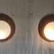 Wooden design wall lights and opaline globe - mid 20th century.