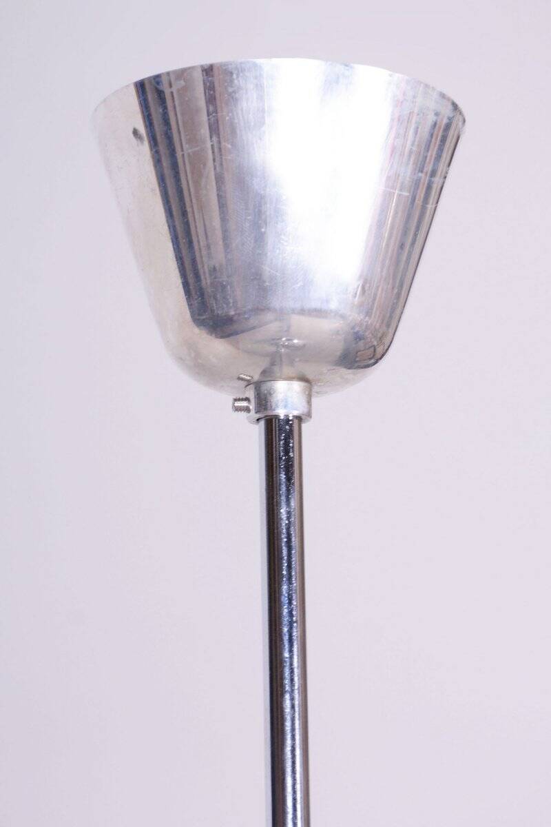 Mid-Century Chandelier in Chromed Steel and Opaline Glass, Germany, 1970s