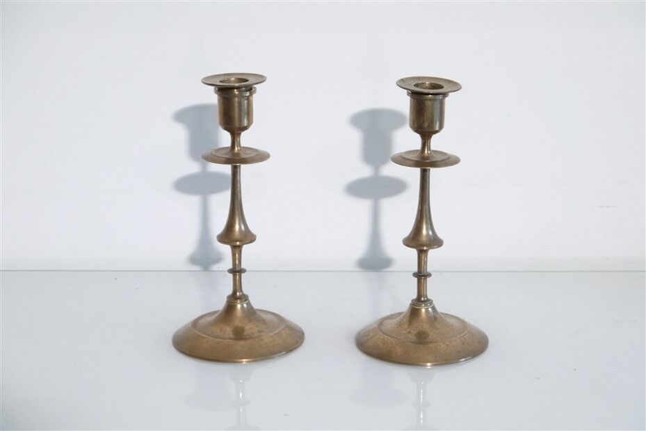 Pair of vintage Scandinavian brass candle holders