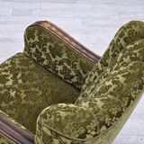 1950s, Danish relax chair, furniture velour, oak wood.