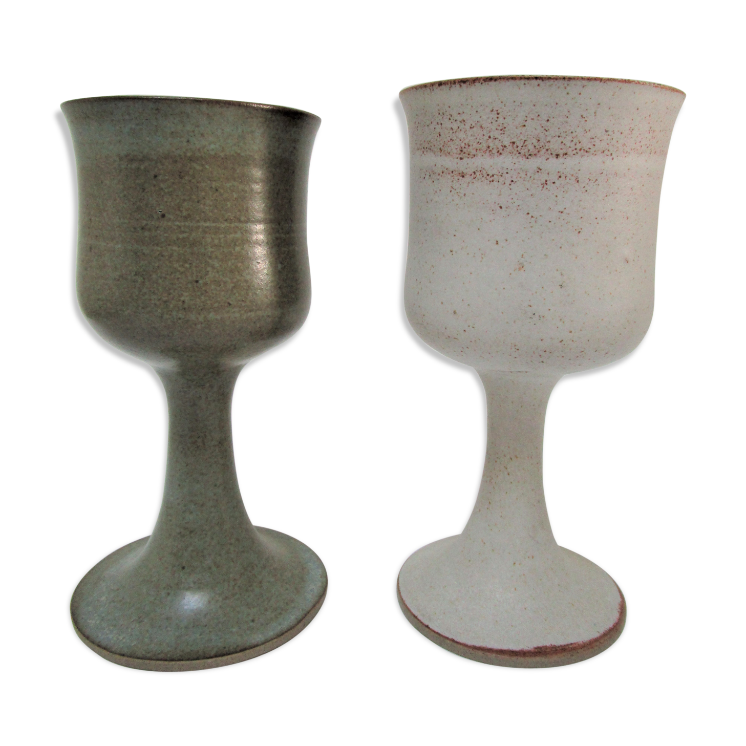 Two enamelled ceramic walking glasses