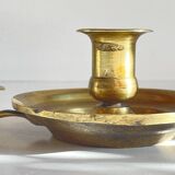 Antique solid bronze hand candlestick