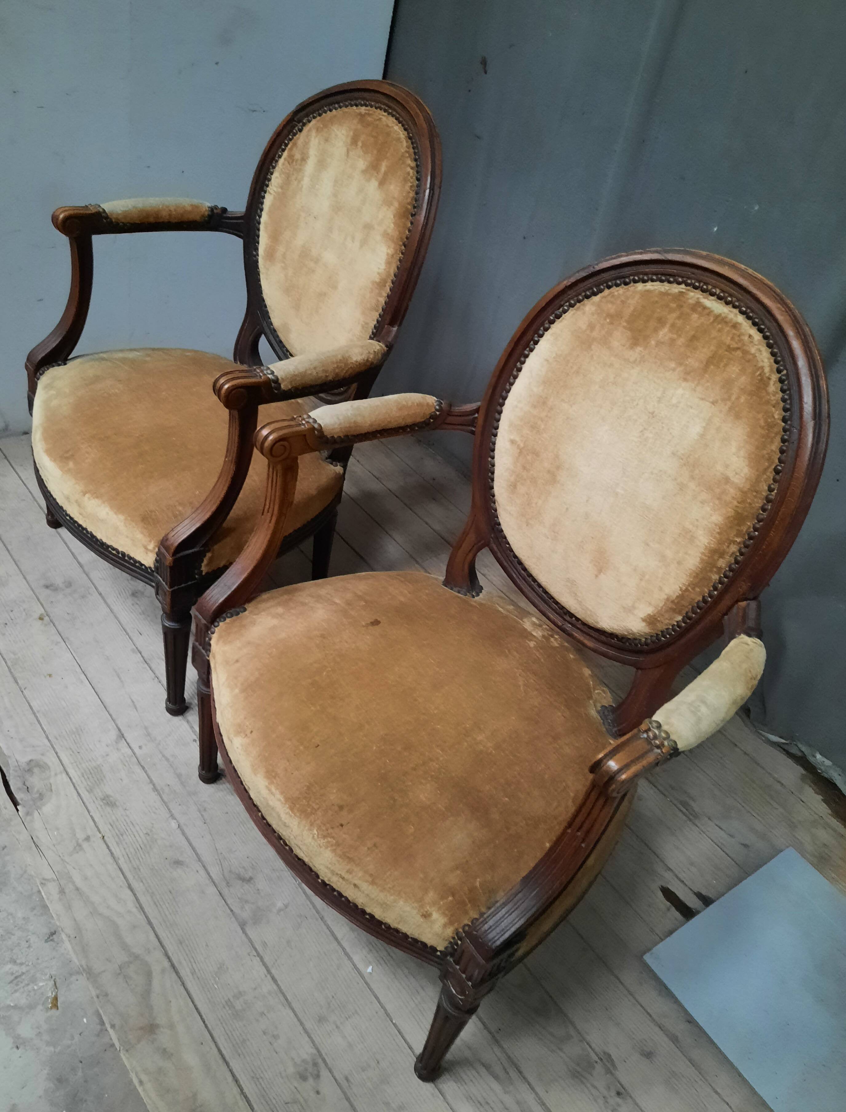 Pair of Louis XVI medallion armchairs