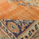 7x9 Orange & Cream Oriental Pattern Vintage Rug, 202x282Cm