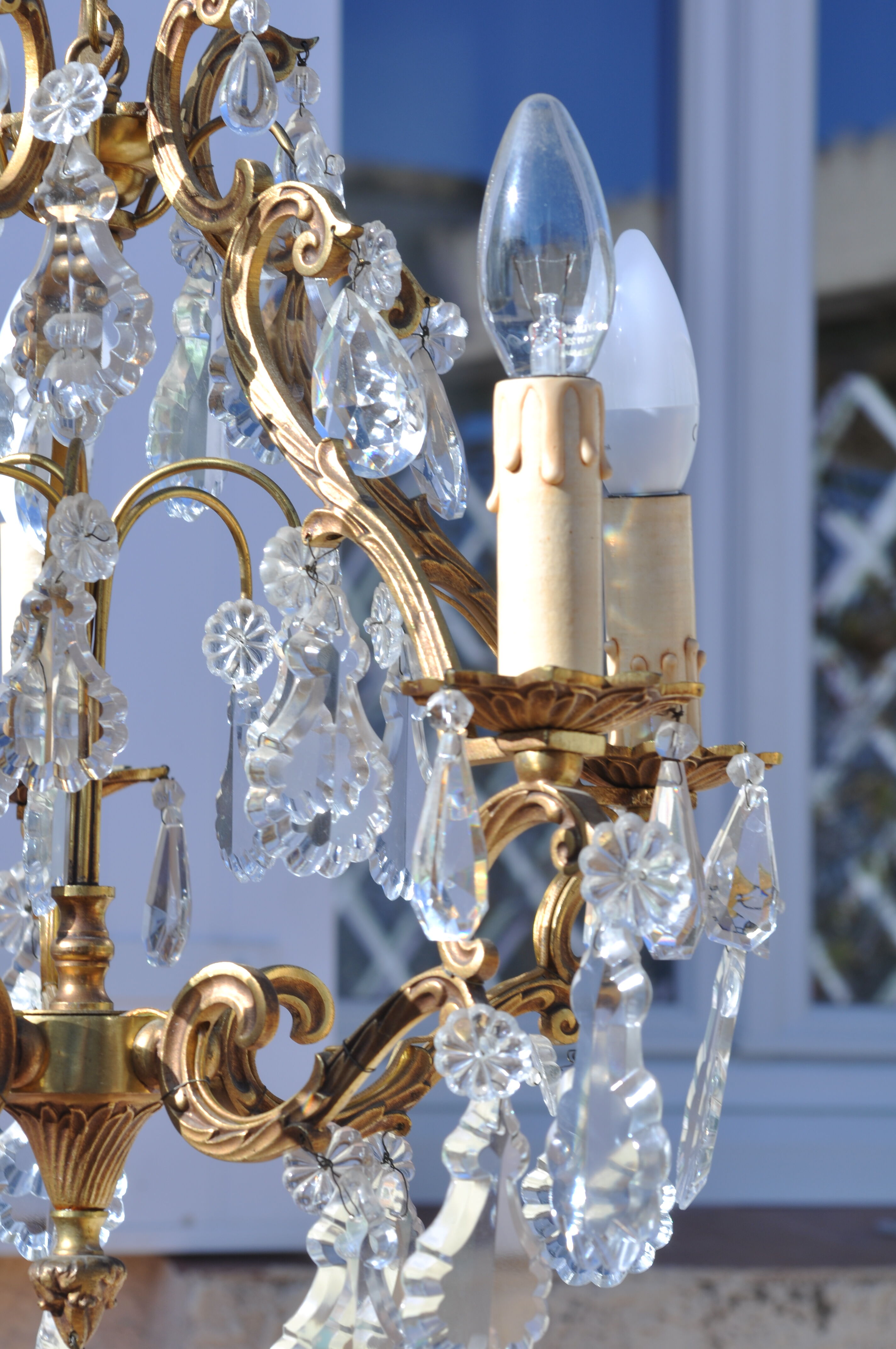 Bronze cage chandelier with grapevines