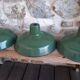 Set of 3 enamelled metal lampshades