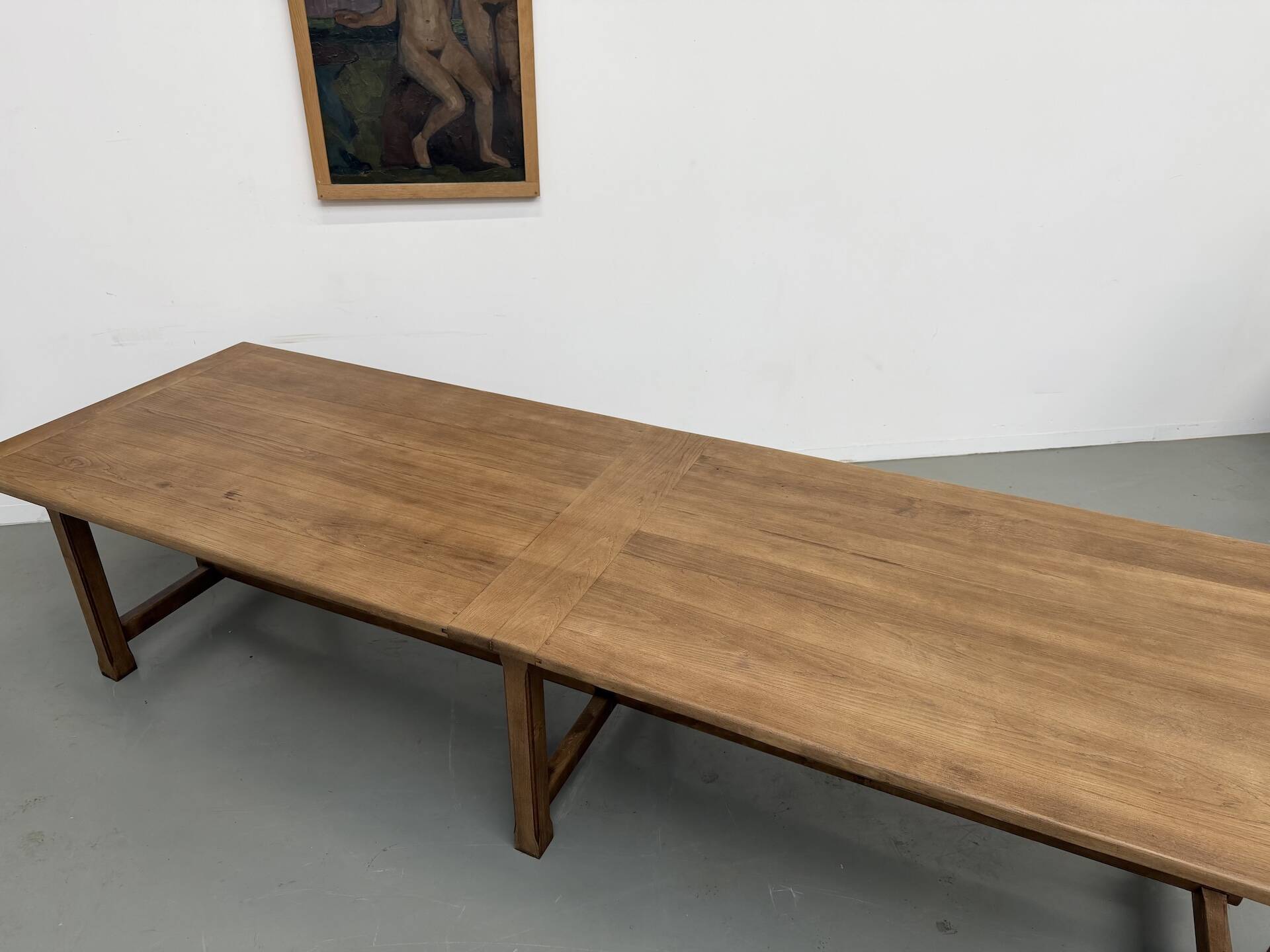 XXL farmhouse table in solid oak 350 cm - Reconstruction Style - 1950s