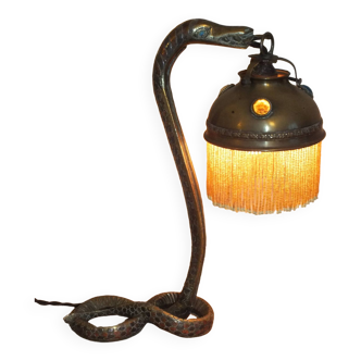 Oriental Cobra snake lamp in Dinanderie