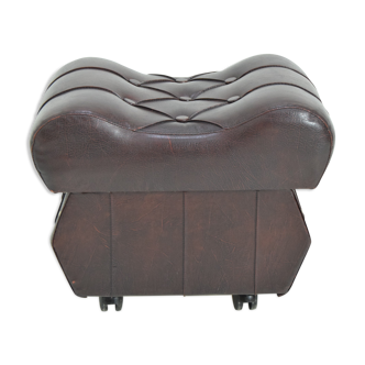 Tabouret en cuir avec roues, années 1970