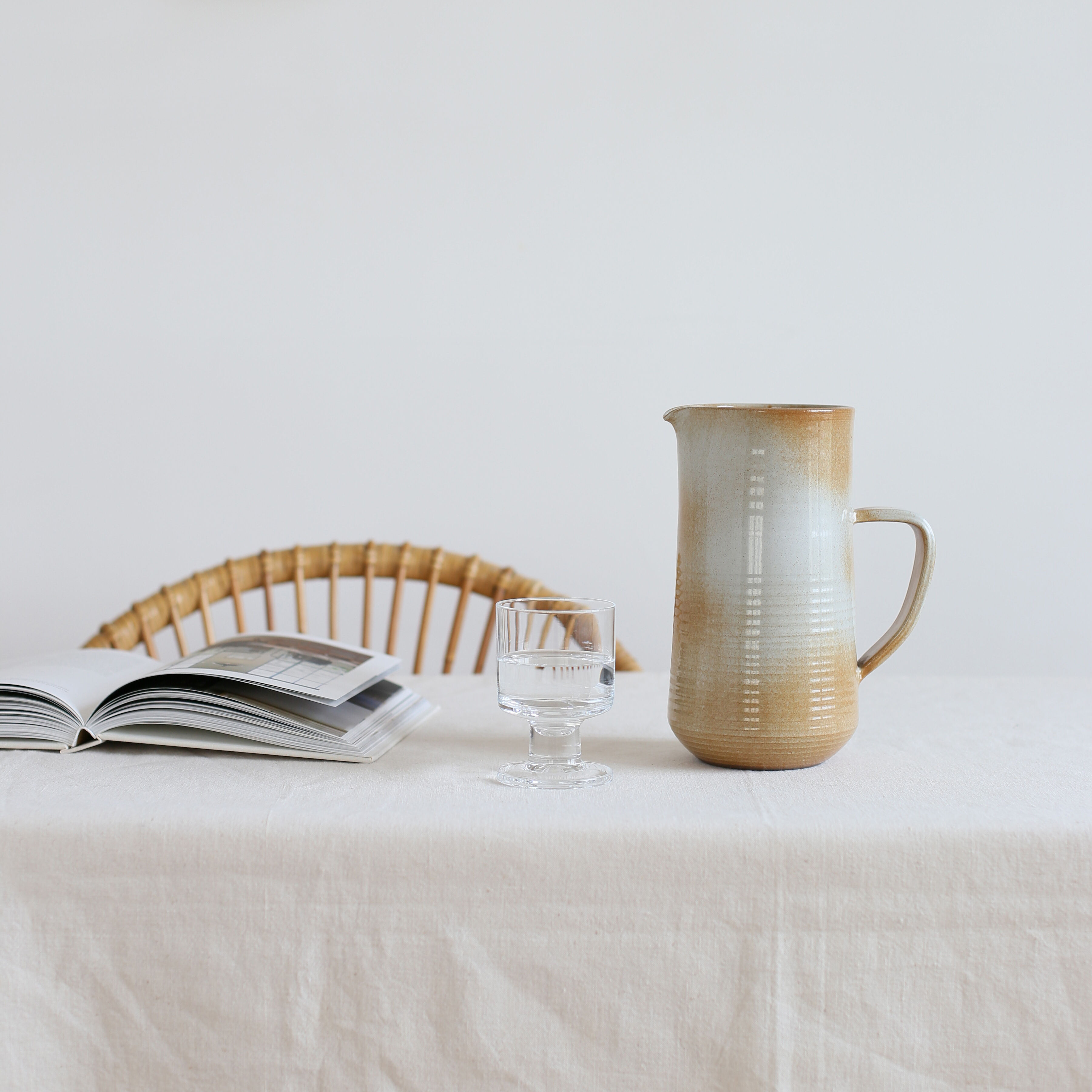 Enamelled sandstone pitcher