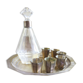 Carafe et verres laiton