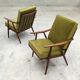 Pair of green velvet boomerang armchairs by Antonin Suman for Ton Bystrice "Thonet"