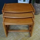 Swedish pale teak nesting tables set of three