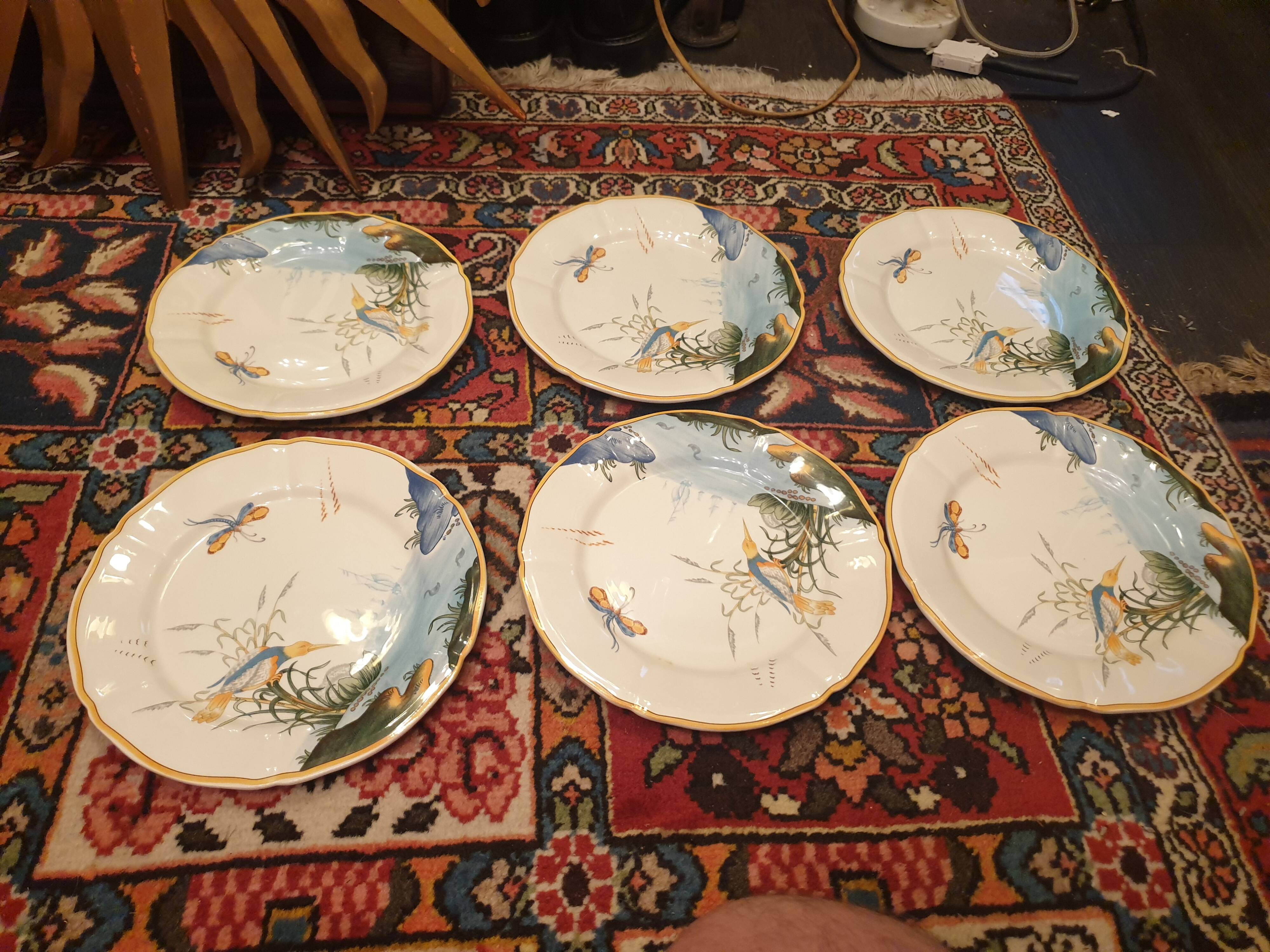 6 Dessert plates Gien France Caribbean