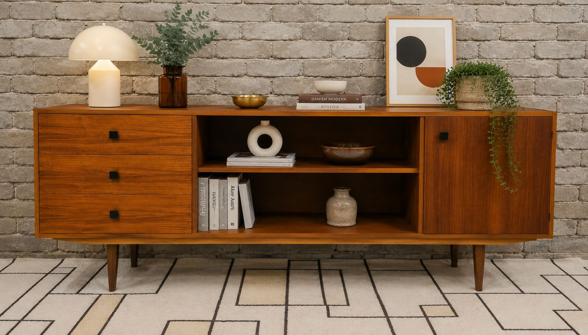 Large vintage sideboard from the 60s/70s – 3 drawers – modernist design