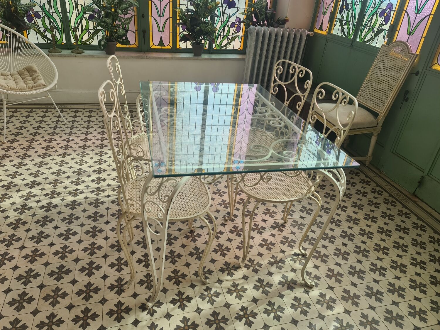 White wrought iron garden furniture 1949 1950