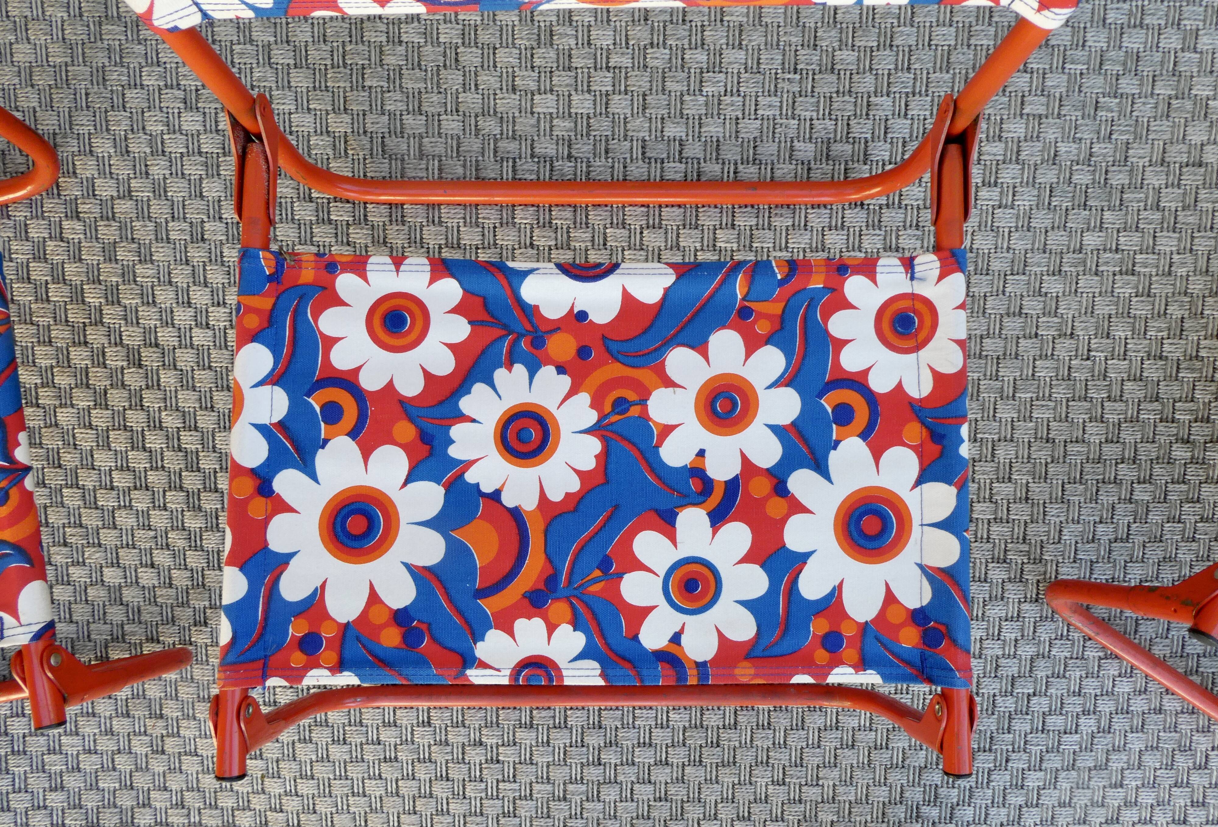 3 retro folding chairs, camping, beach, around 1970