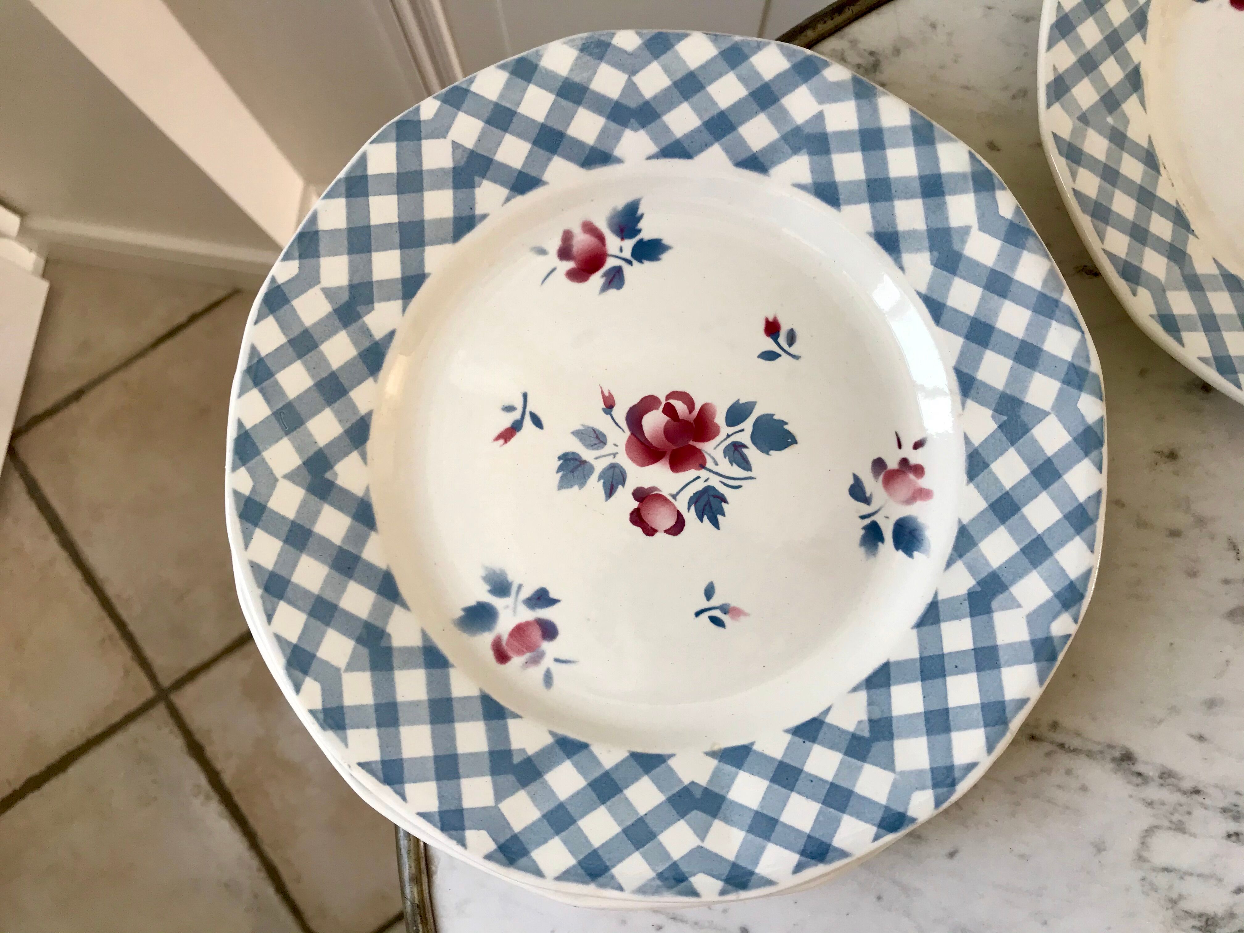 Set of 8 flat plates Digoin Sarreguemines 30s 40s