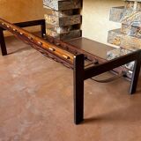 Canapéen jacaranda brésilien et cuir de Jean Gillon pour Italma 1960