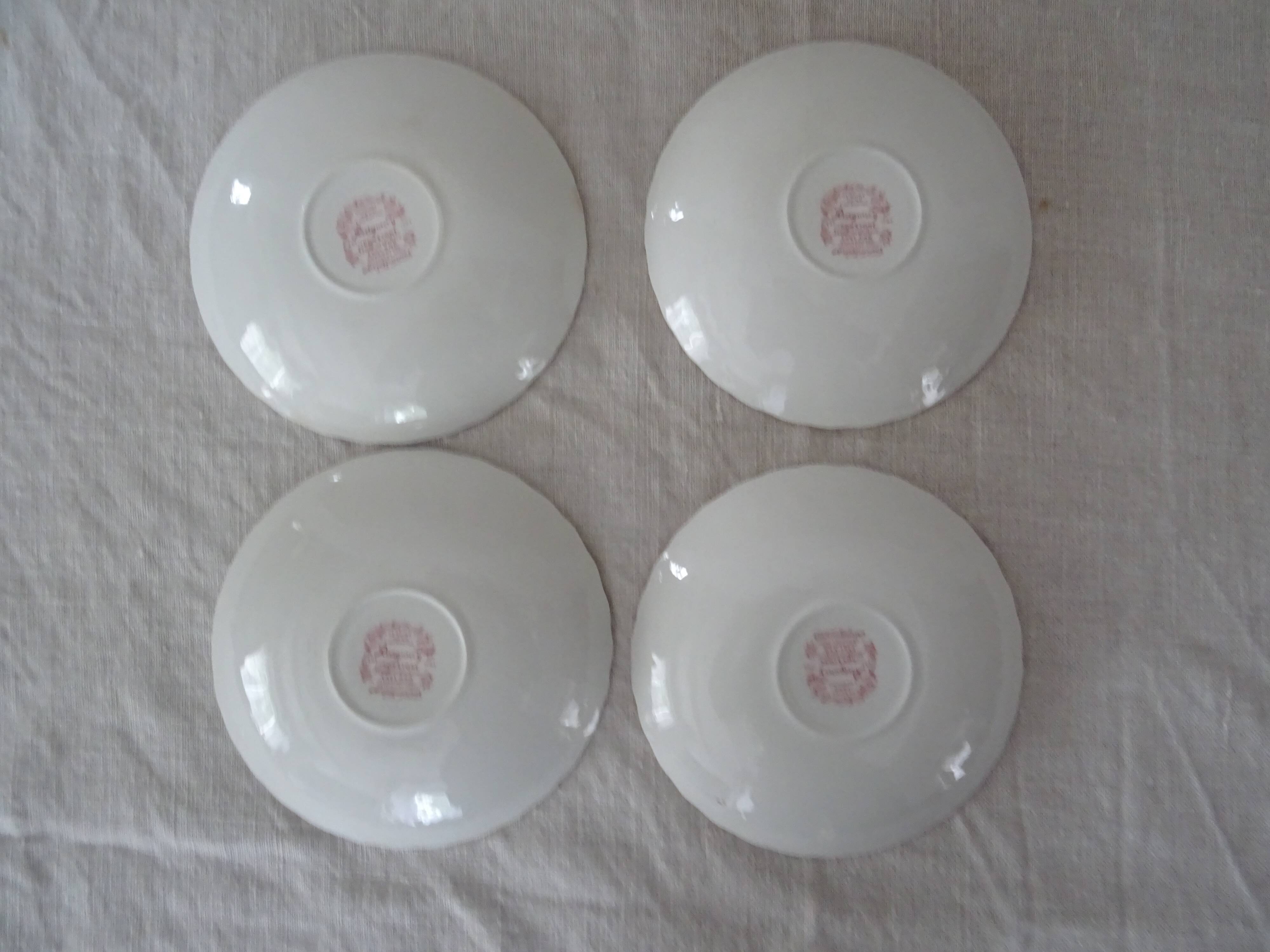 4 cups ridgway staffordshire england ironstone porcelain pink décor