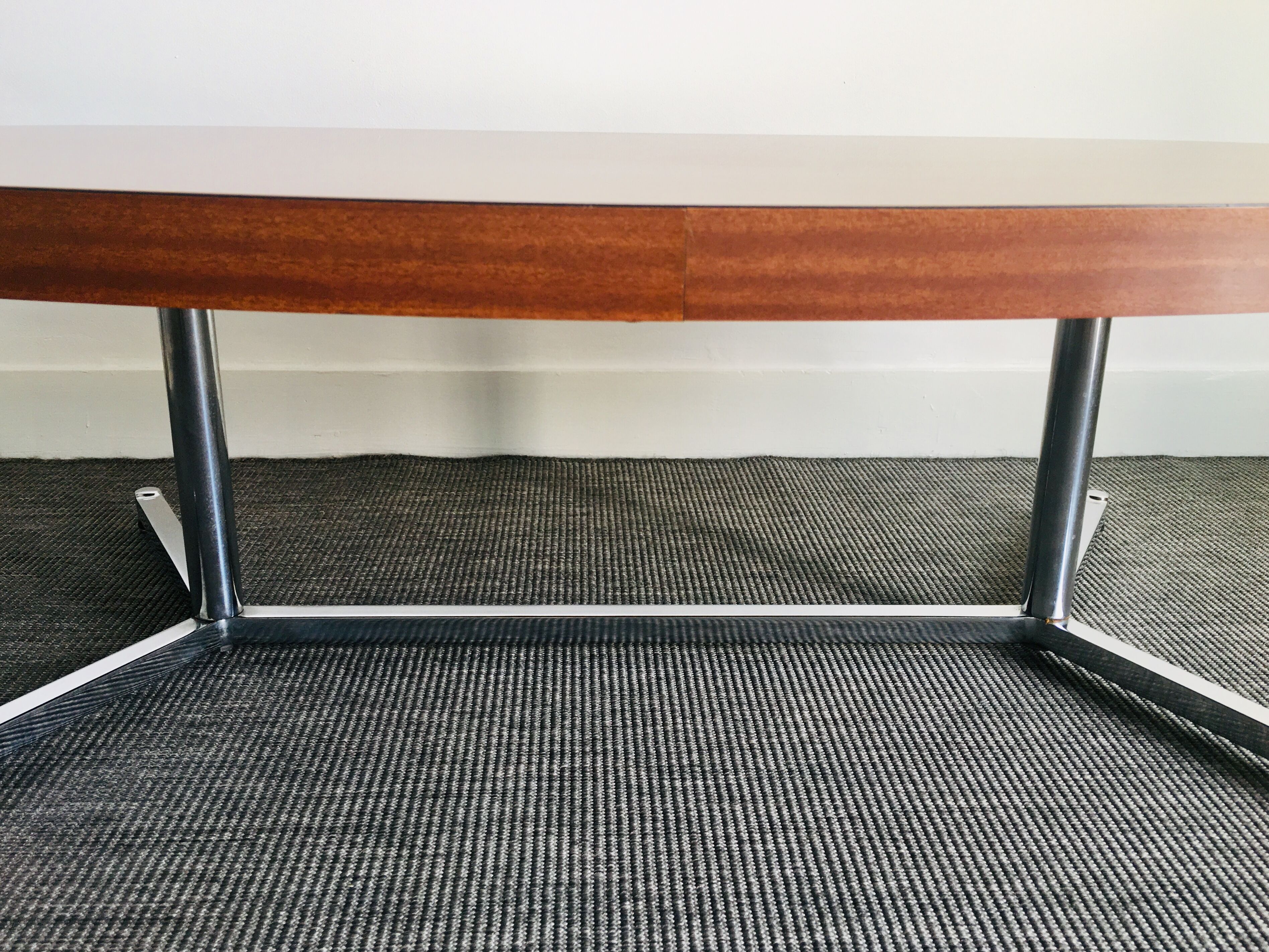 Table design low, oval shape, vintage.