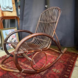 Vintage 1960s rattan rocking chair