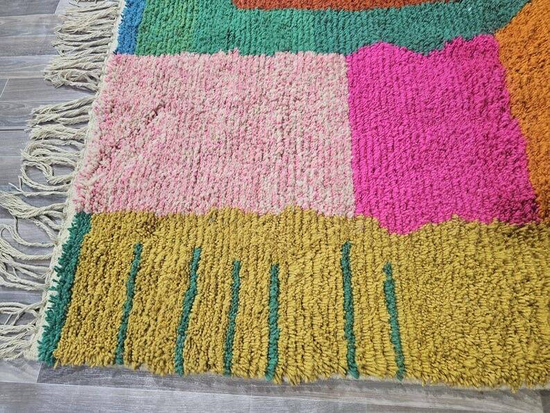 Handmade pure wool rug, size 100 x 200 cm.