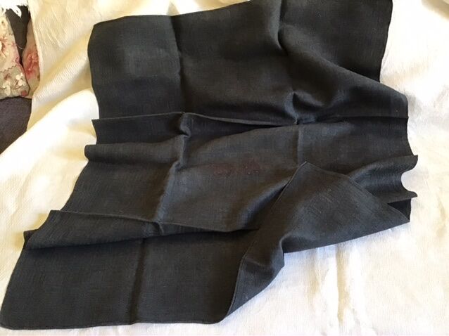 Small black grey linen tablecloth 74x103